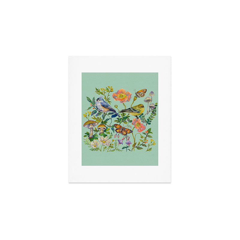 Flower Birds Garden Art Print Gallery Image 1