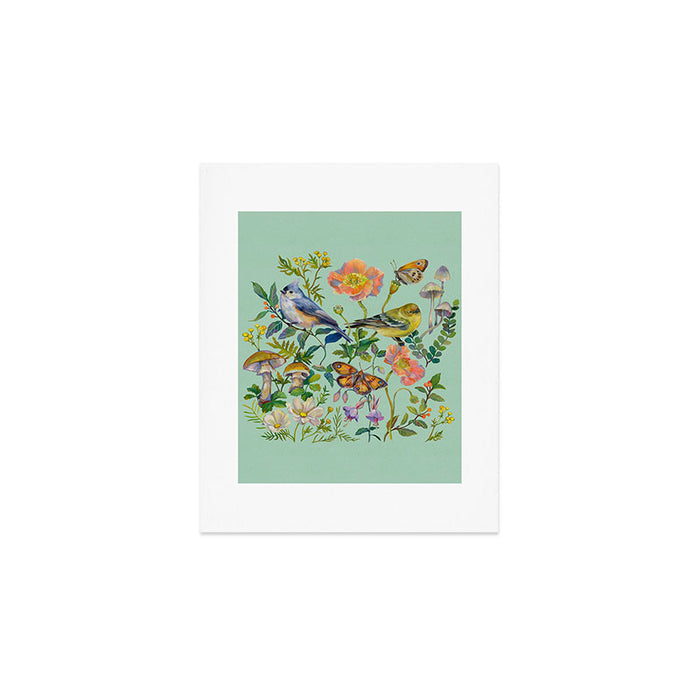 Flower Birds Garden Art Print Gallery Image 1