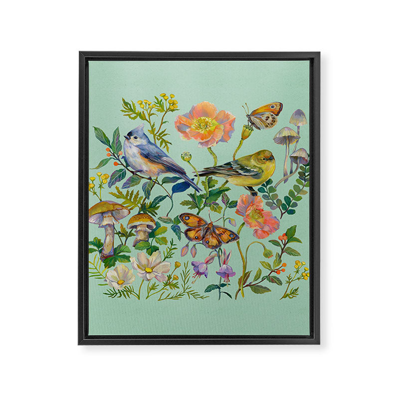 Flower Birds Garden Framed Canvas Print Gallery Image 8