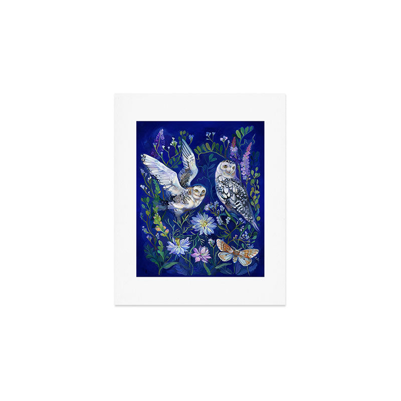 Flower Garden Owls Art Print Gallery Image 1
