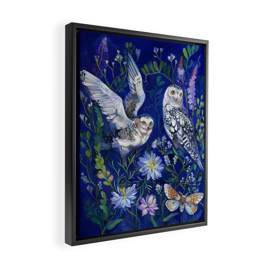 Flower Garden Owls Framed Canvas Print Gallery Image 2