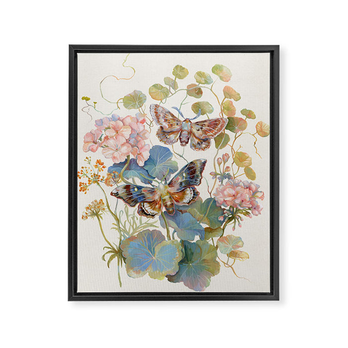 Geranium Moths Framed Canvas Print Gallery Image 1