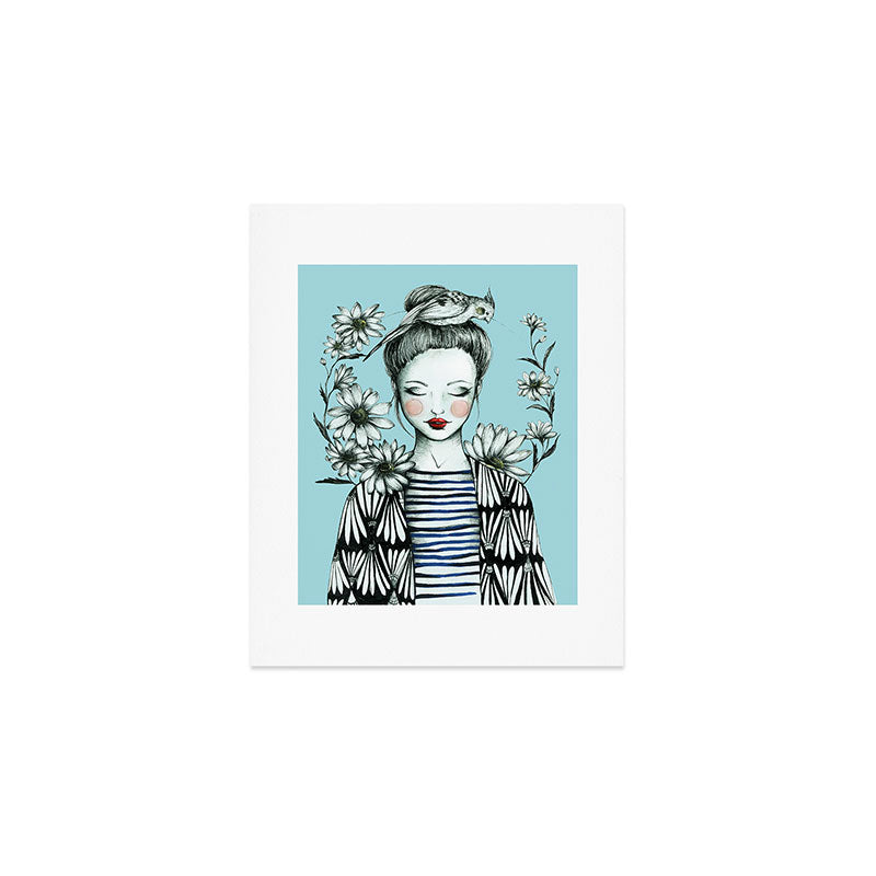Girl and Bird Art Print Gallery Image 1