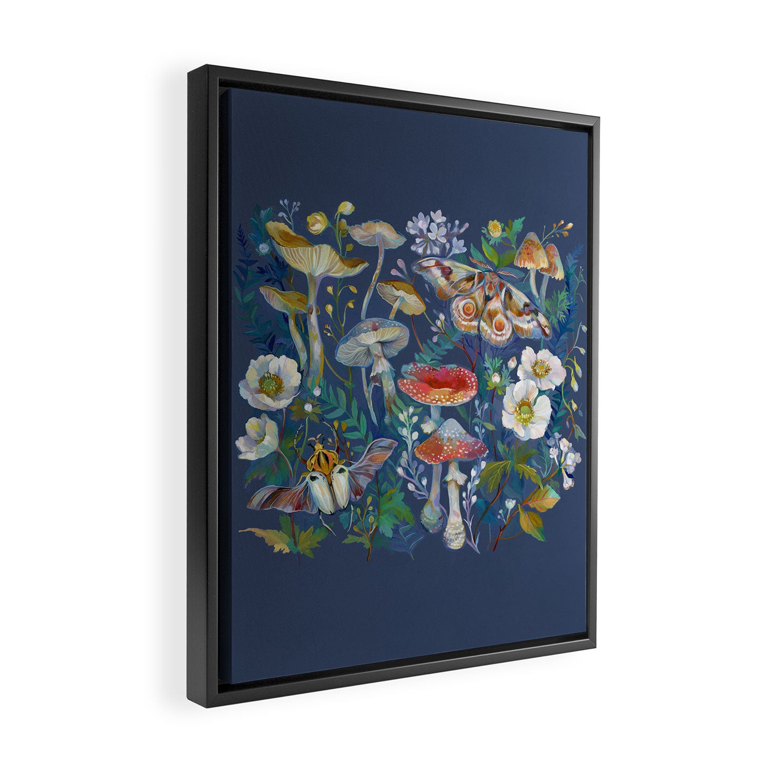Goliath Beetle Mushroom Garden Framed Canvas Print Gallery Image 2