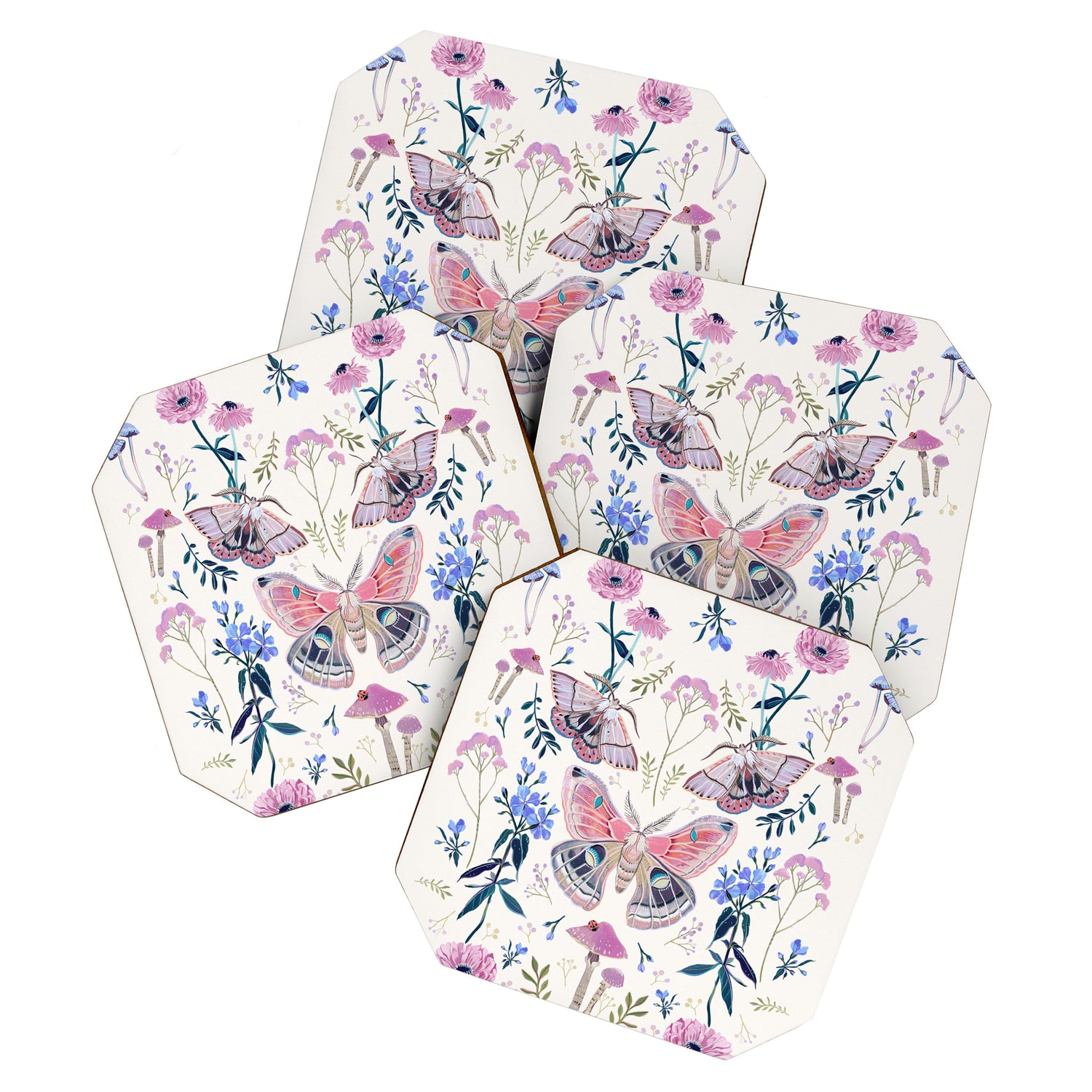 Lilac Butterfly and Flowers Coaster Gallery Image 1