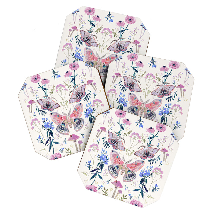 Lilac Butterfly and Flowers Coaster Gallery Image 1