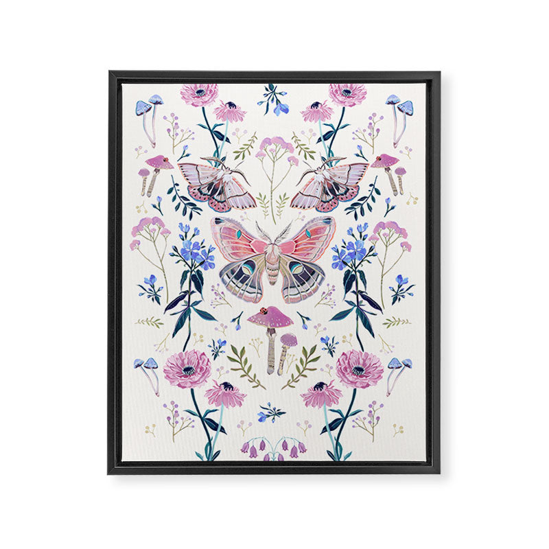Lilac Butterfly and Flowers Framed Canvas Print Gallery Image 8