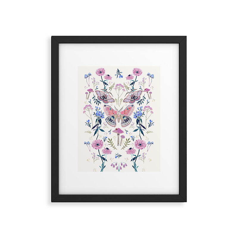 Lilac Butterfly and Flowers Framed Art Print Gallery Image 4