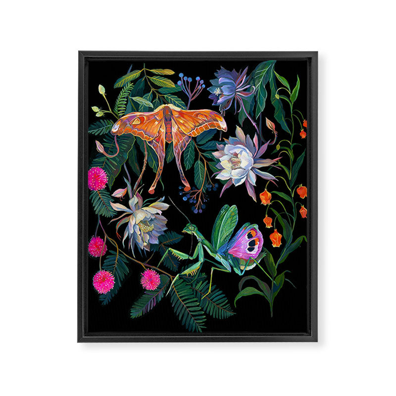 Mantis and Moth Cactus Flower Framed Canvas Print Gallery Image 8