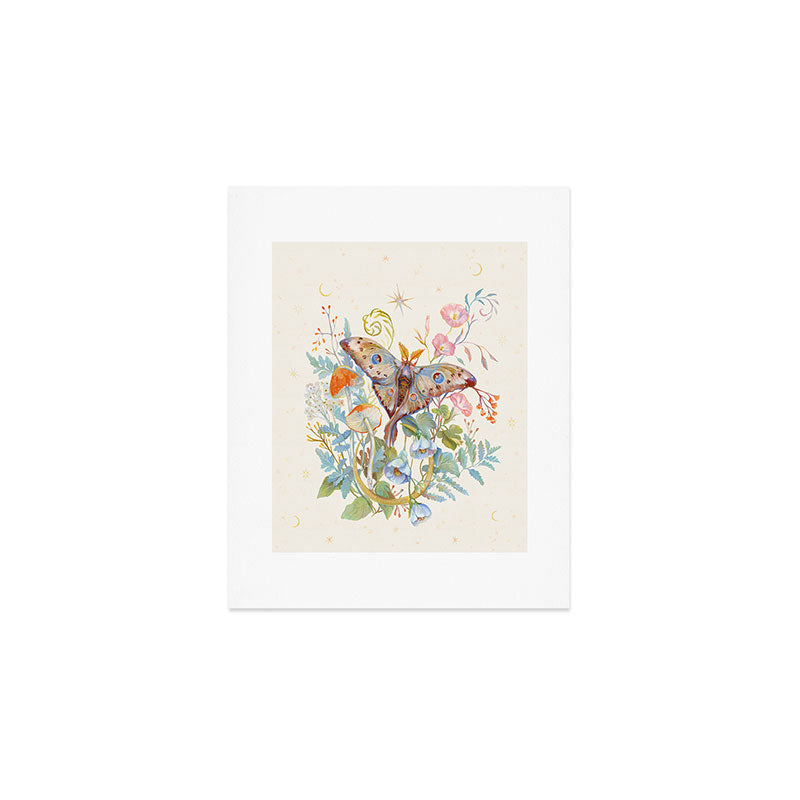 Moth and Moonflowers Art Print Gallery Image 1