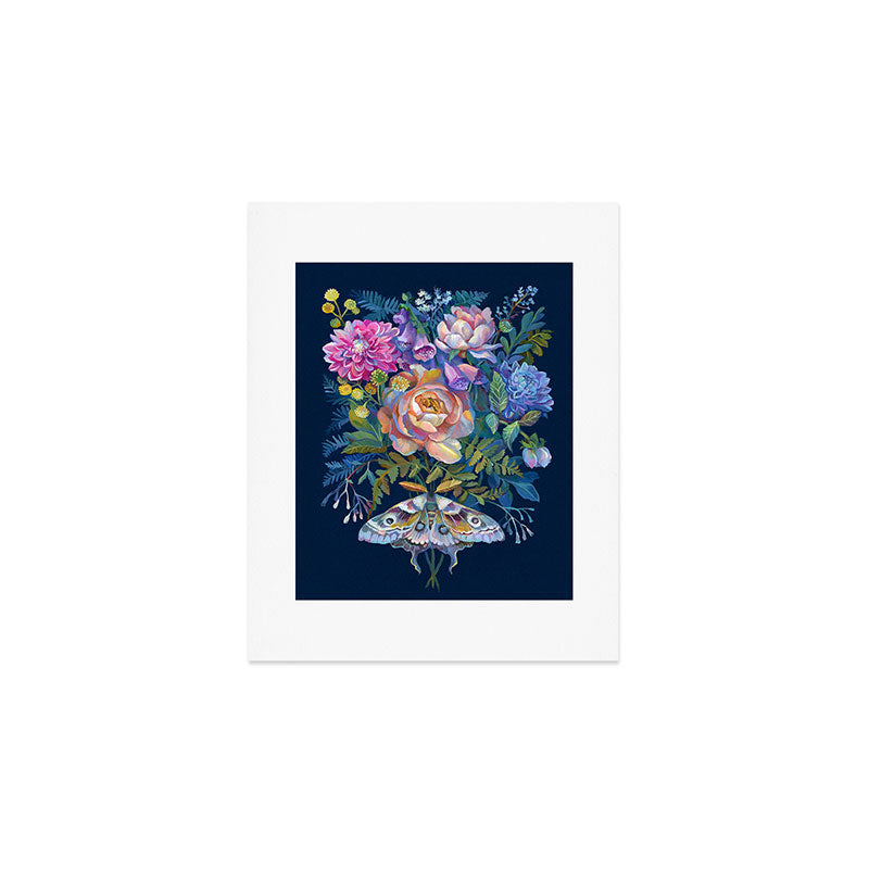 Moth Flower Bouquet Art Print Gallery Image 1