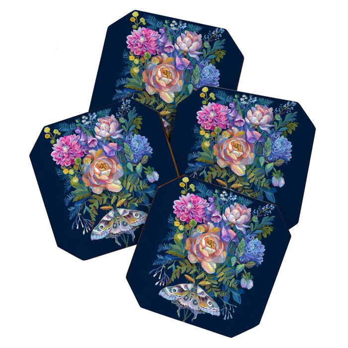 Moth Flower Bouquet Coaster Gallery Image 1