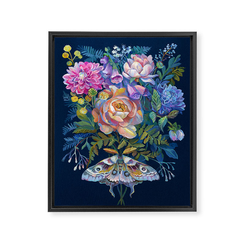 Moth Flower Bouquet Framed Canvas Print Gallery Image 8