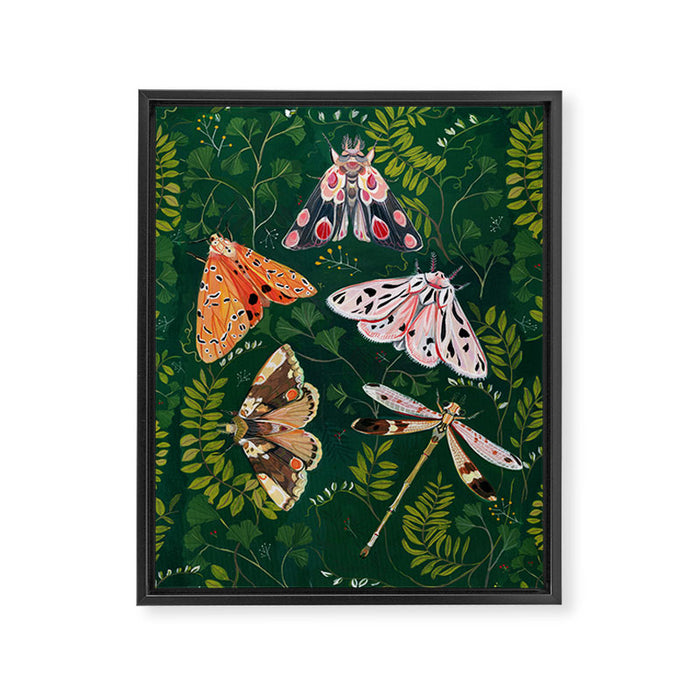 Moths and dragonfly Framed Canvas Print Gallery Image 1