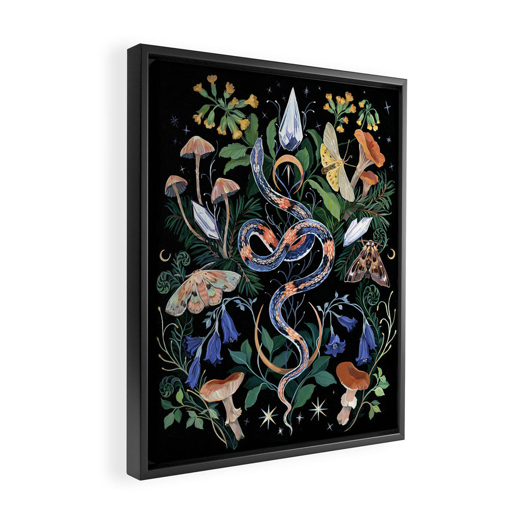 Mushroom Snake Crystals Garden Framed Canvas Print Gallery Image 2