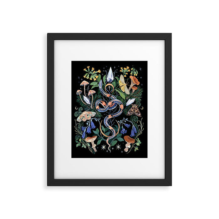 Mushroom Snake Crystals Garden Framed Art Print Gallery Image 1