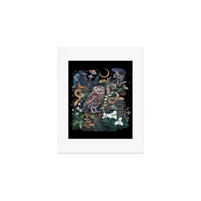 Owl and Snakes Mushroom forest Art Print Gallery Image 1