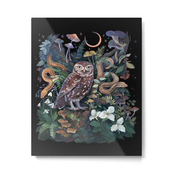 Owl and Snakes Mushroom forest Metal Print Gallery Image 1