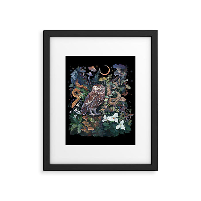 Owl and Snakes Mushroom forest Framed Art Print Gallery Image 1