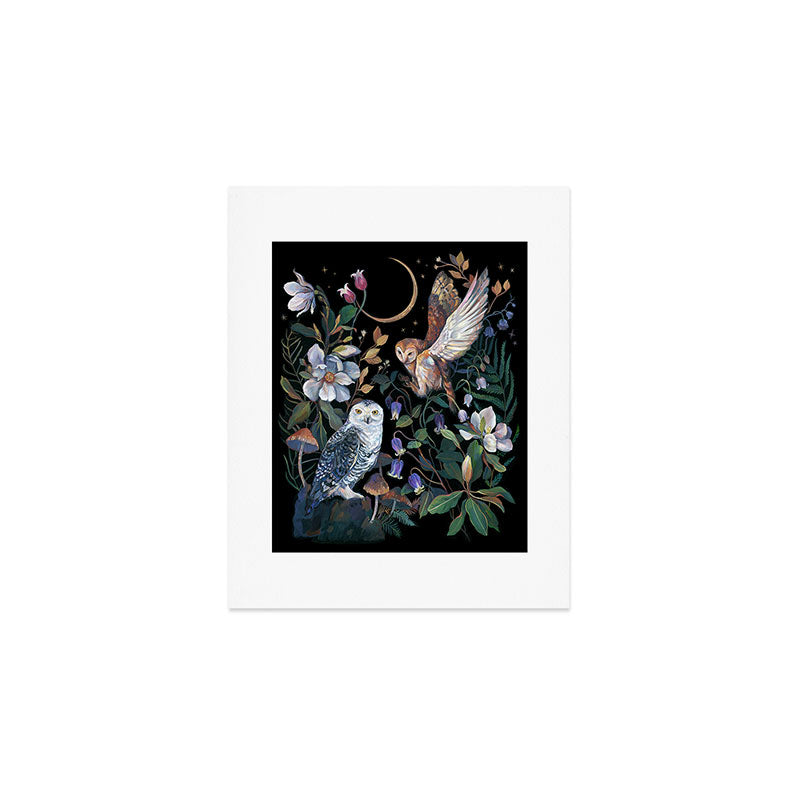 Owls Mushroom Magnolia Art Print Gallery Image 1