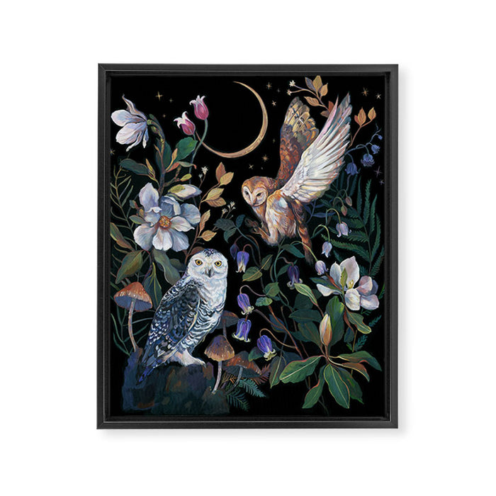 Owls Mushroom Magnolia Framed Canvas Print Gallery Image 1
