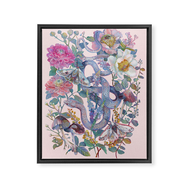 Pink Floral Garden Snake Framed Canvas Print Gallery Image 8