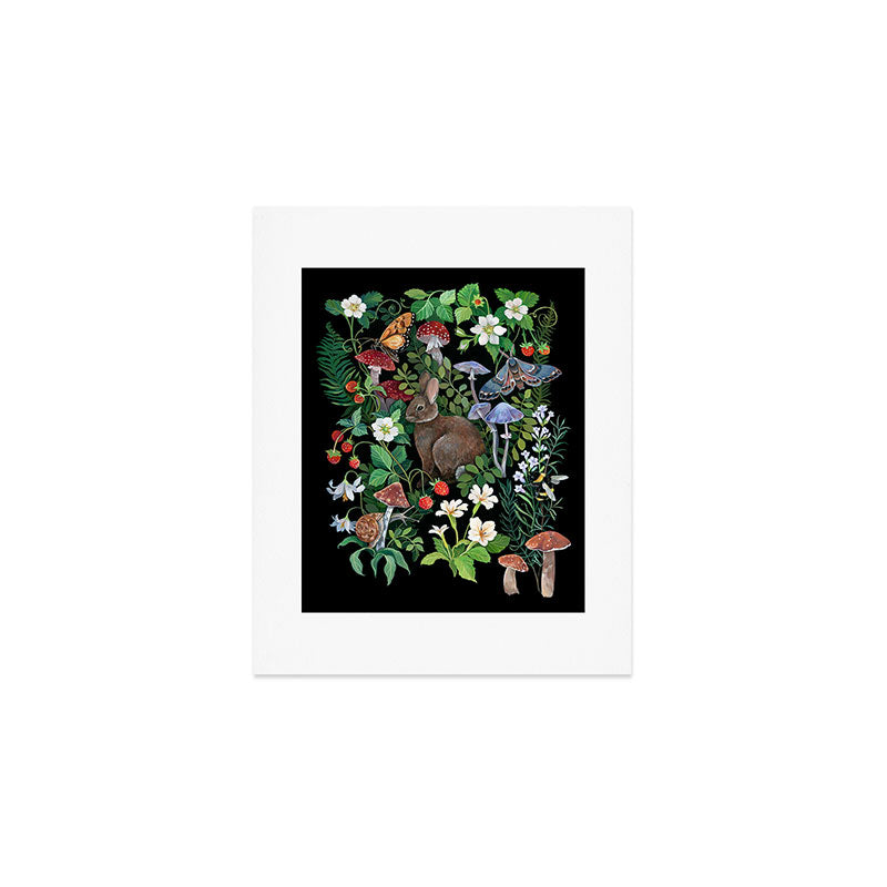 Rabbit and Strawberry Garden Art Print Gallery Image 1