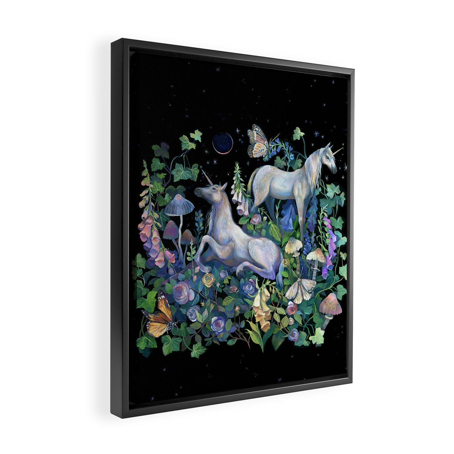 Unicorns Magical Rose Garden Framed Canvas Print Gallery Image 2