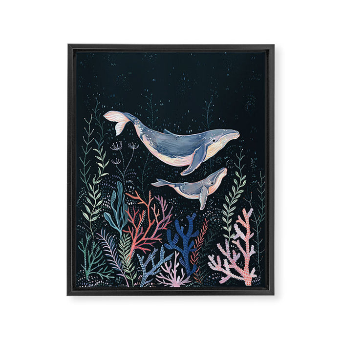 Whales and Coral Framed Canvas Print Gallery Image 1