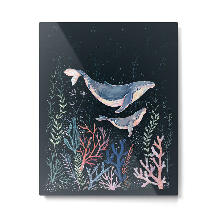 Whales and Coral Metal Print Gallery Image 1