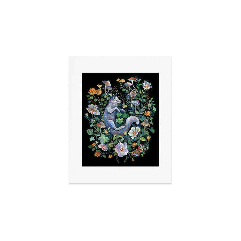 White Fox Garden Art Print Gallery Image 1