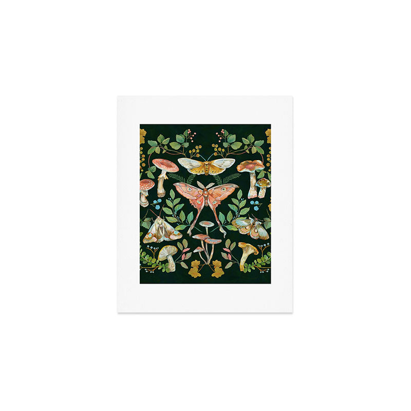 Woodland Moths and Wild Mushrooms Art Print Gallery Image 1