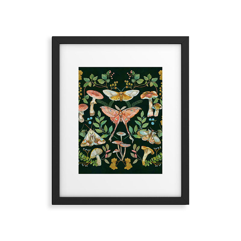 Woodland Moths and Wild Mushrooms Framed Art Print Gallery Image 6
