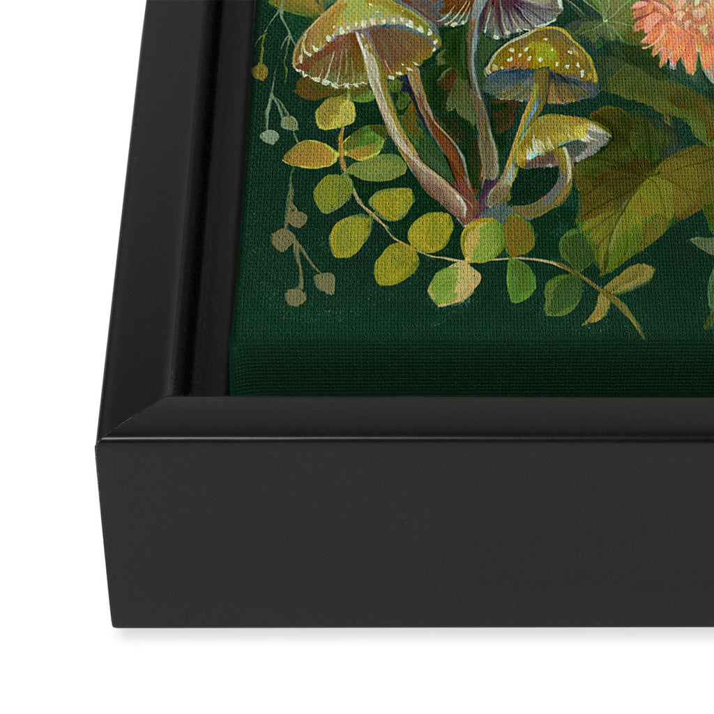 Zinnia Mushroom Garden Framed Canvas Print Gallery Image 3
