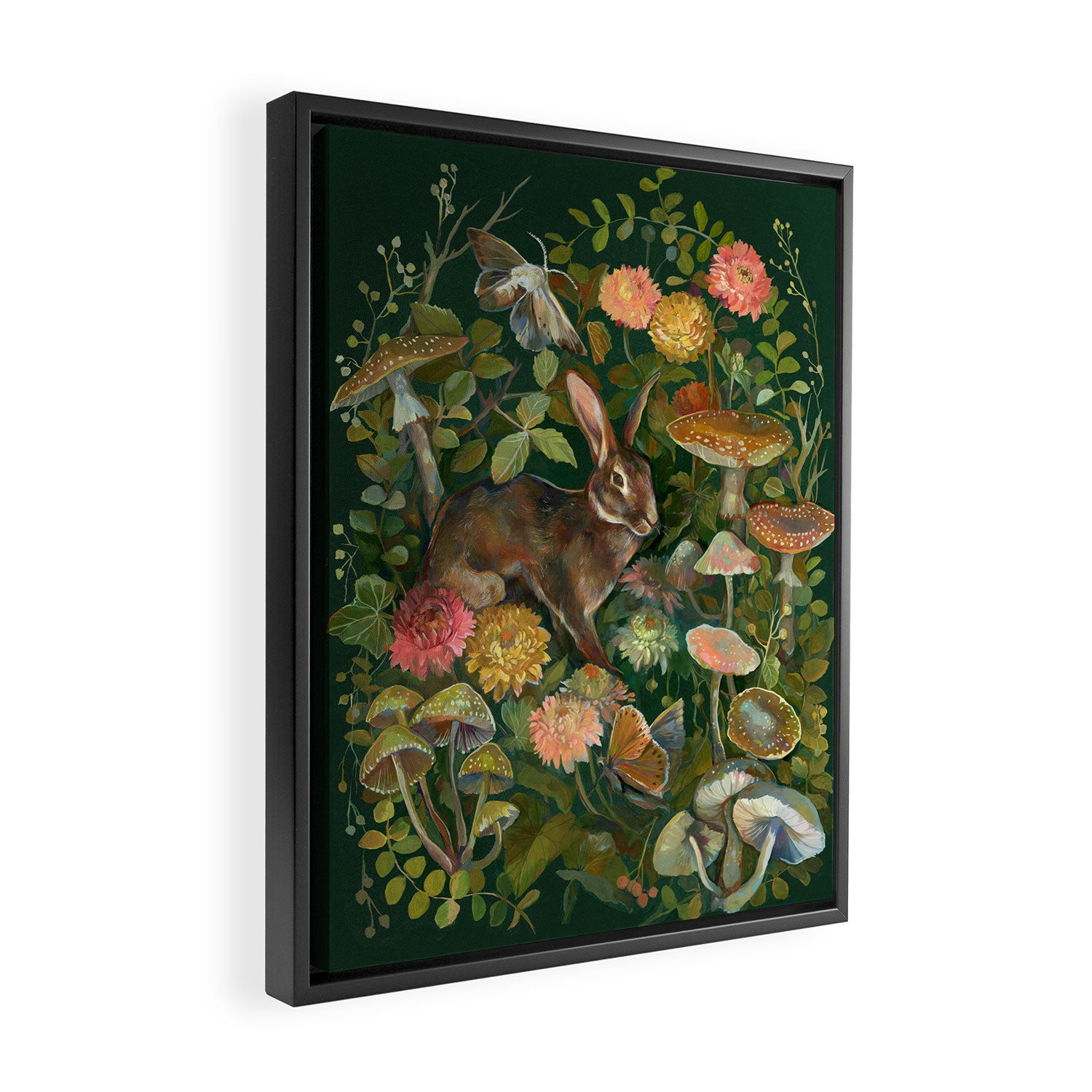 Zinnia Mushroom Garden Framed Canvas Print Gallery Image 2