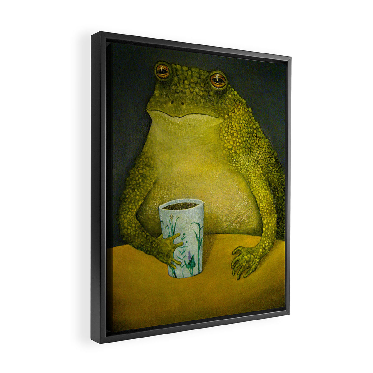 Toad's morning cup Framed Canvas Print Gallery Image 2