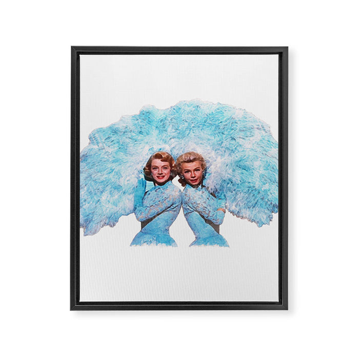 Sisters - White Christmas - Watercolor Framed Canvas Print Gallery Image 1