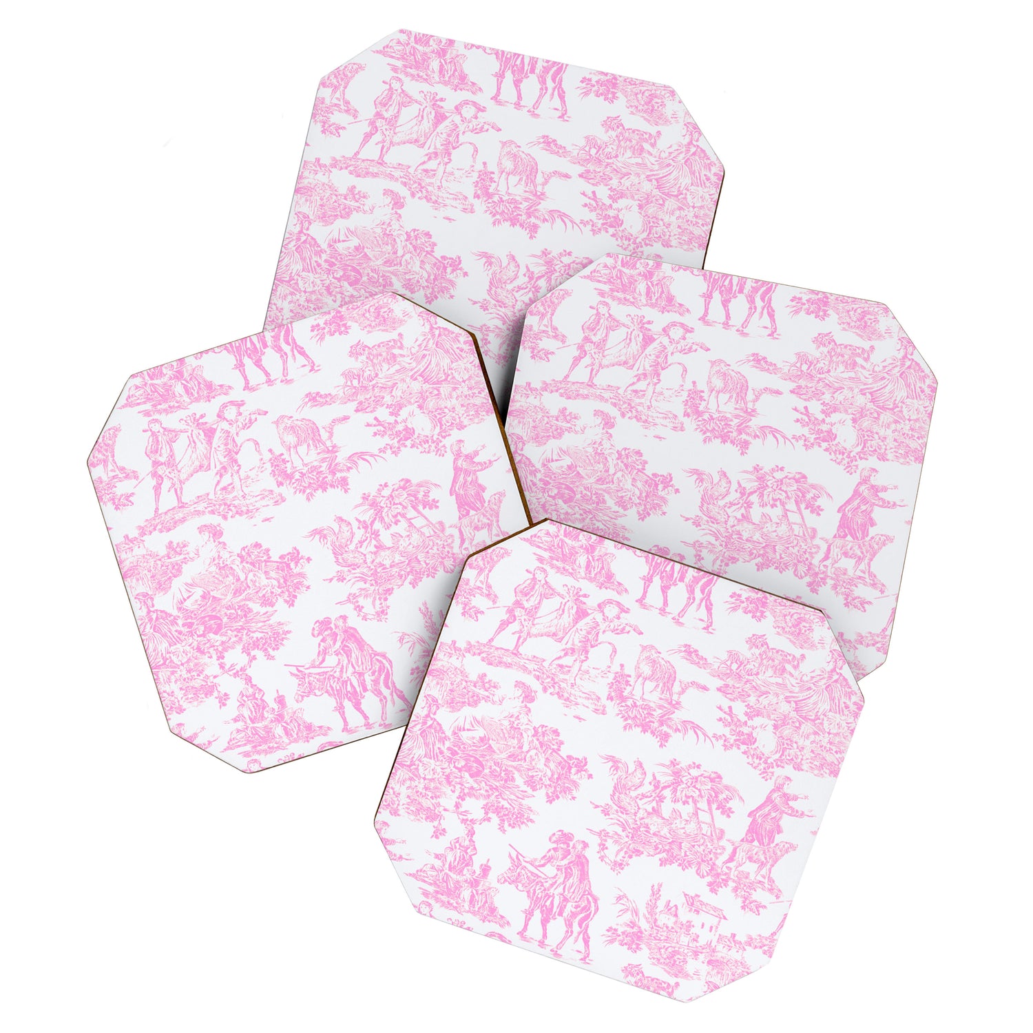 Pink Toile De Jouy Print Coaster Gallery Image 1