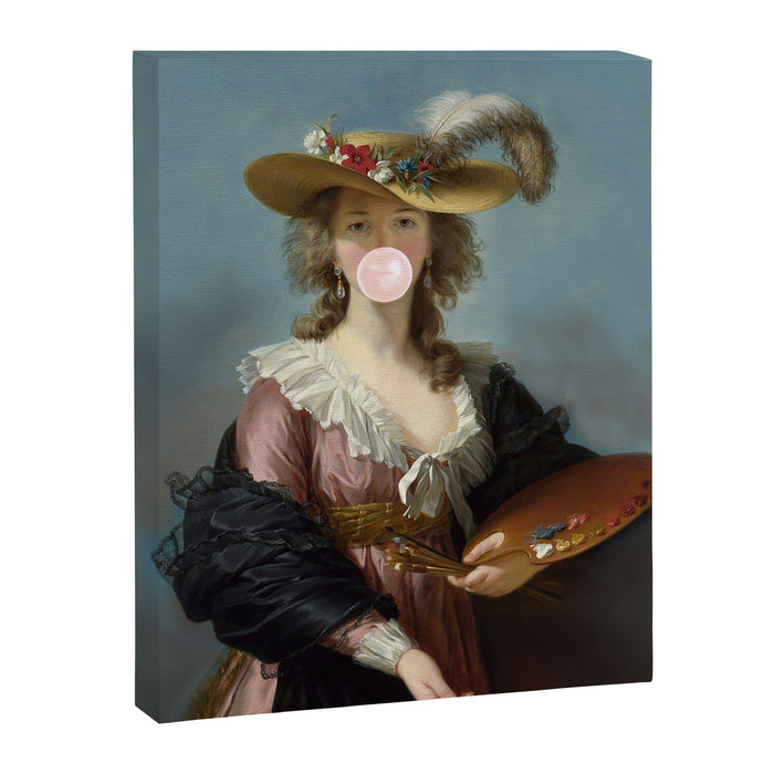 Bubble Gum Diva in a Straw Hat Canvas Print Gallery Image 1