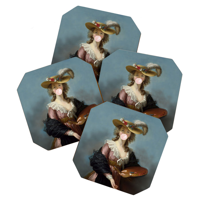 Bubble Gum Diva in a Straw Hat Coaster Gallery Image 1