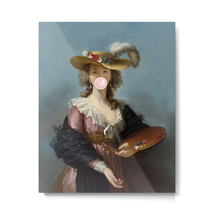 Bubble Gum Diva in a Straw Hat Metal Print Gallery Image 1