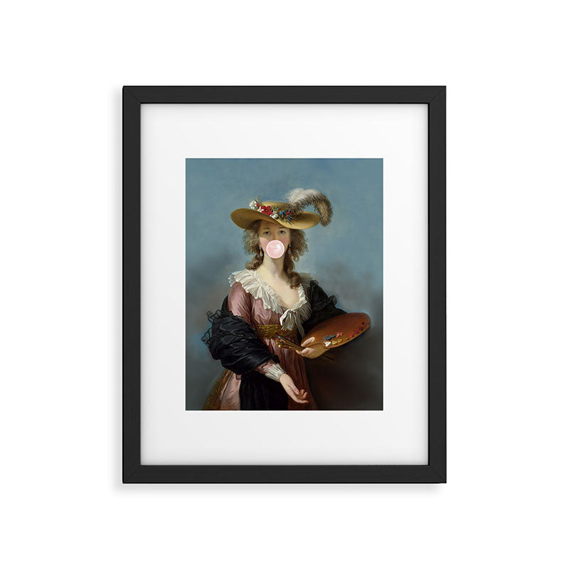 Bubble Gum Diva in a Straw Hat Framed Art Print Gallery Image 6