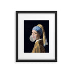 Girl with pearl earring blowing bubble gum Framed Art Print Gallery Image 4