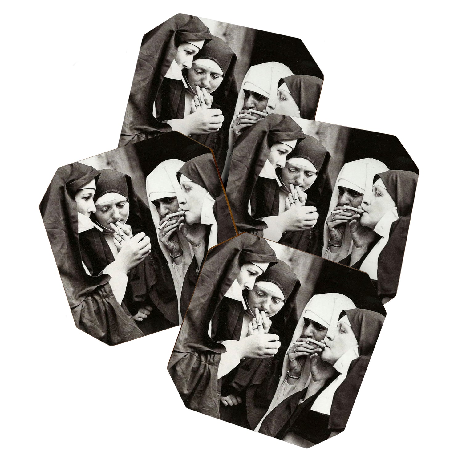 Nuns Smoking Vintage Photograph 1931 Coaster Gallery Image 1