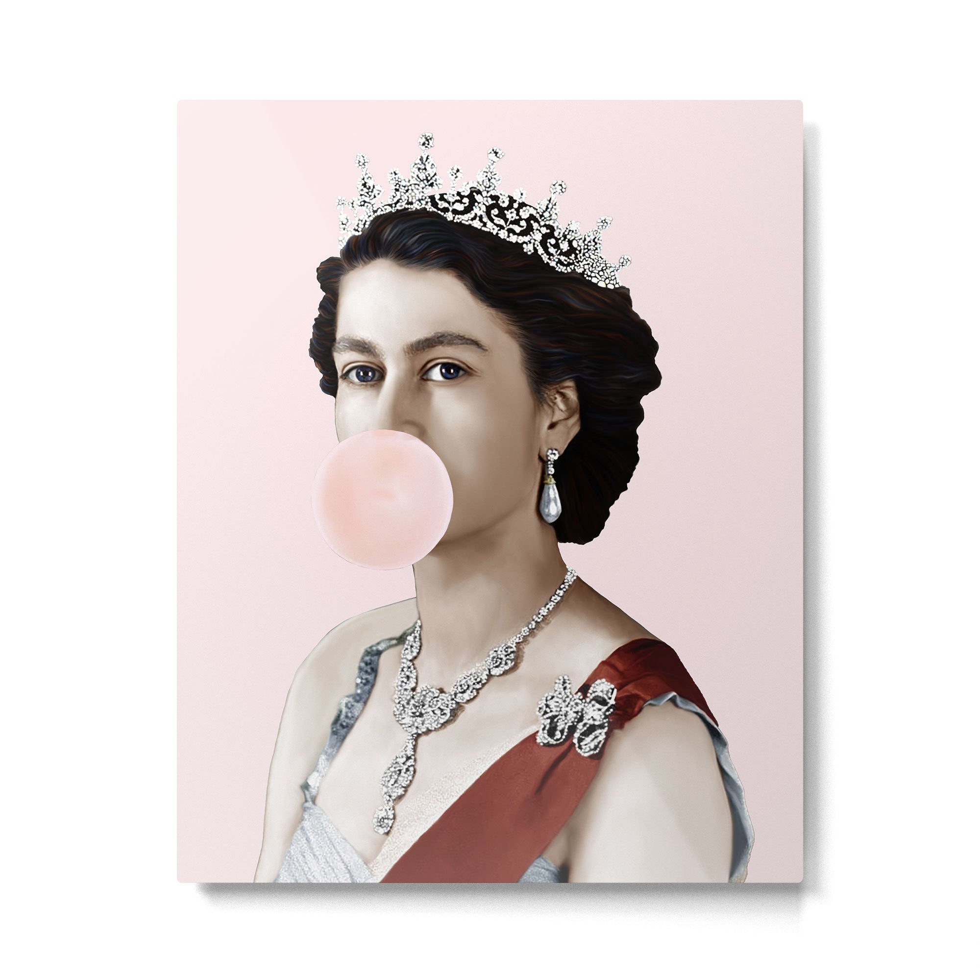 Queen Elizabeth II Blowing Pink Bubble gum Metal Print Gallery Image 6