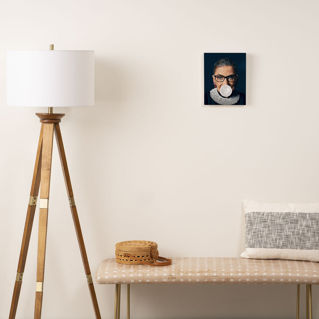 Ruth Bader Ginsburg Blowing White Bubble gum Canvas Print Gallery Image 2