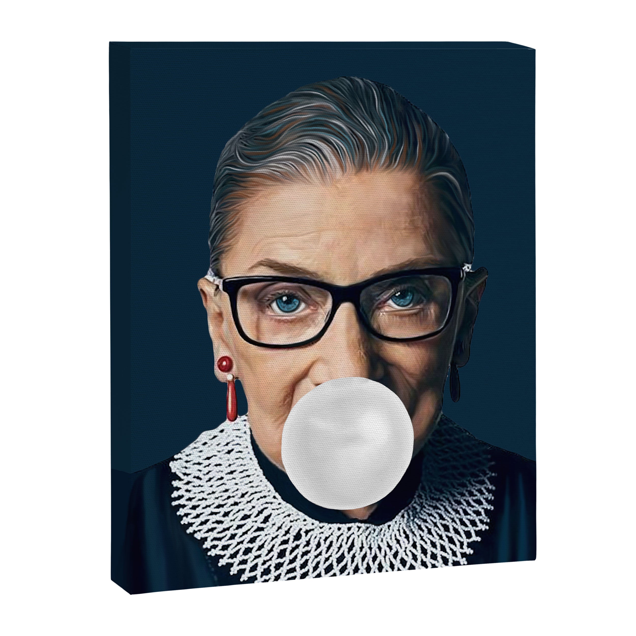 Ruth Bader Ginsburg Blowing White Bubble gum Canvas Print Gallery Image 3