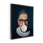 Ruth Bader Ginsburg Blowing White Bubble gum Framed Canvas Print Gallery Image 2