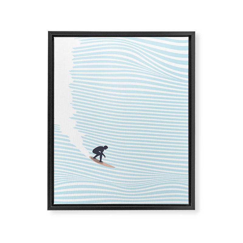 surfing jaws baby blue Framed Canvas Print Gallery Image 6
