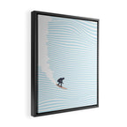 surfing jaws baby blue Framed Canvas Print Gallery Image 2